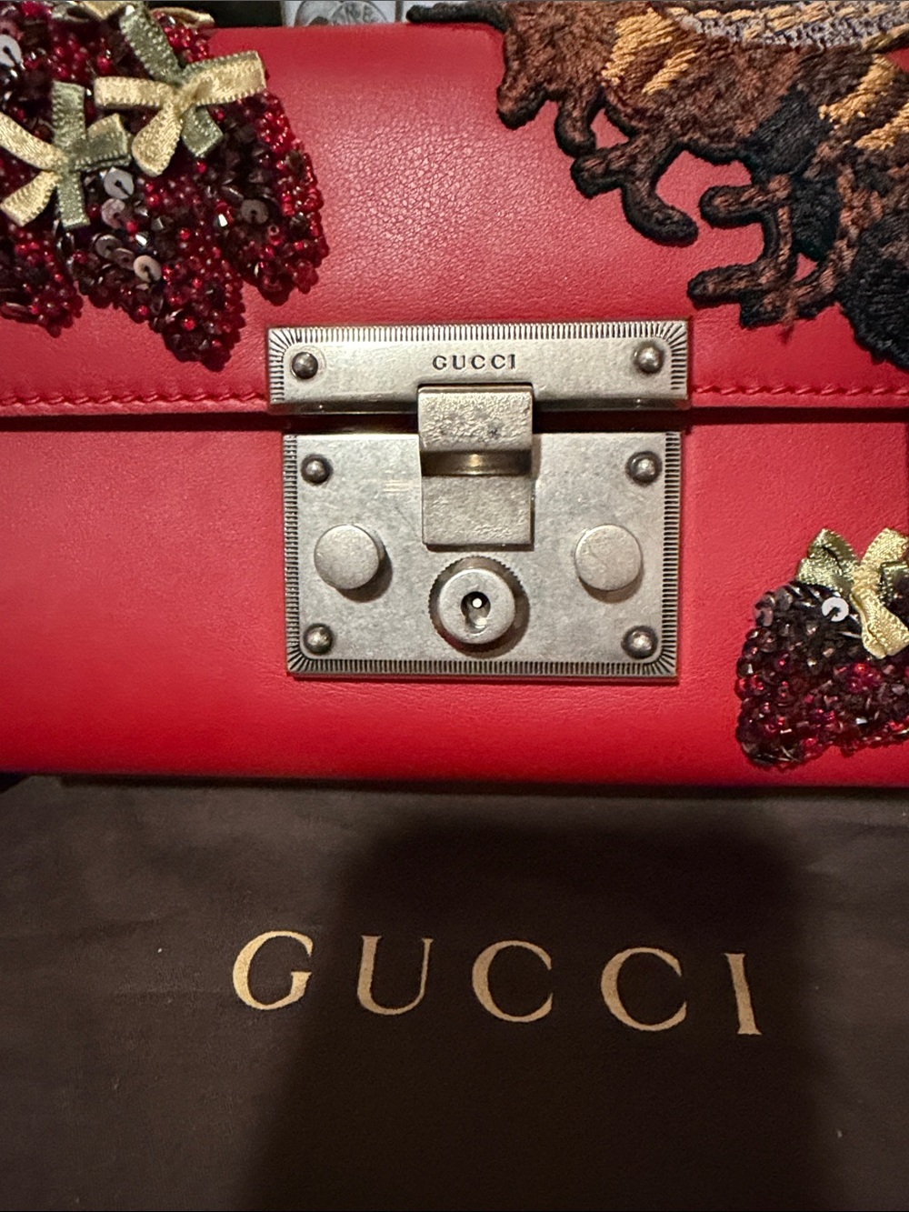 Authentic Gucci Red Leather /Crossbody with dust bag and COA ❤️❤️ - Picture 11 of 17